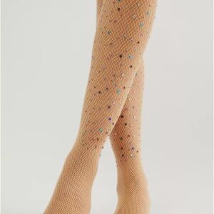 Free People Sparkling Embellished Fishnet Tights